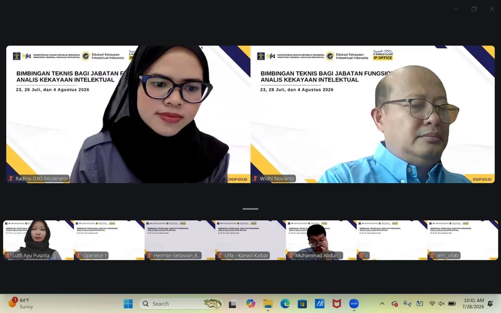 Bimtek analis kekayaan intelektual yang diikuti jajaran Kanwil Kemenkum Sulbar secara virtual