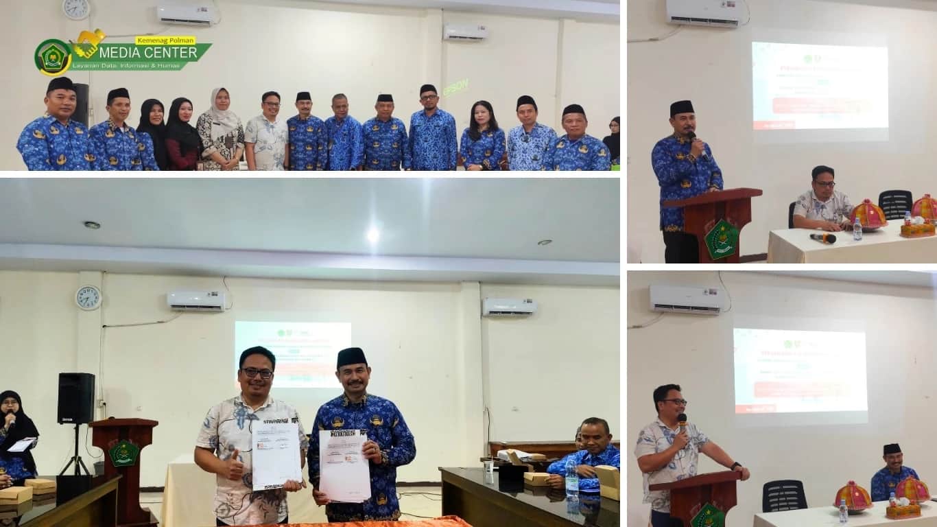 Jajaran Kemenag Polewali Mandar dan RSUD Hajja Andi Depu saat penandatanganan kerja sama layanan kerohanian