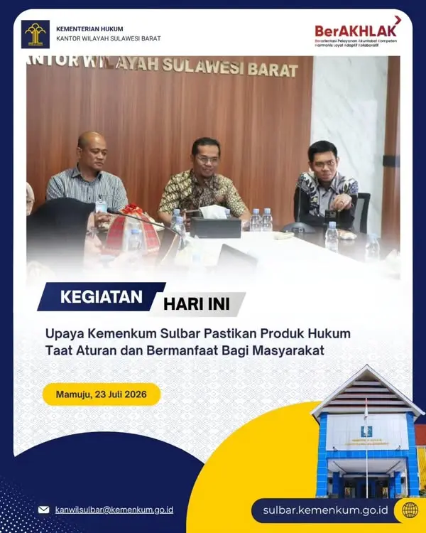 Pertemuan harmonisasi dua Ranperbup Pasangkayu yang dipimpin Kanwil Kemenkum Sulbar